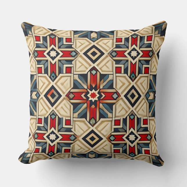 Intricate Geometric Pattern with Bold Colours Throw Pillow (Front)