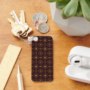 Intricate geometric pattern with gold diamond  keychain