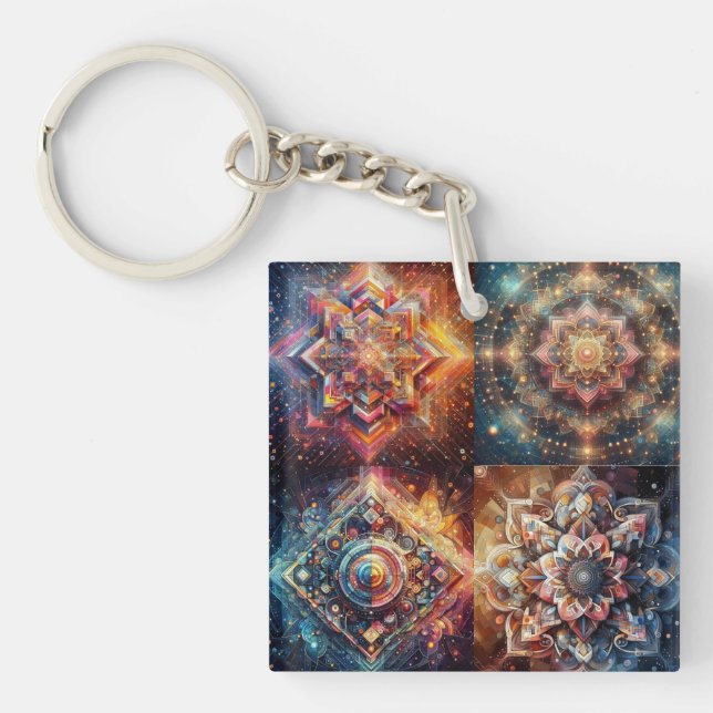 Intricate geometric patterns keychain (Front)