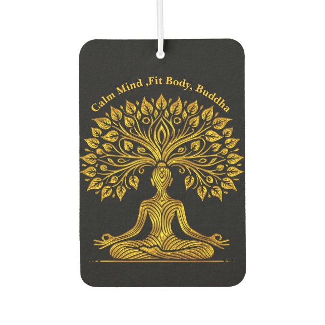 Intricate Gold Buddha Sculpture Air Freshener (Front)