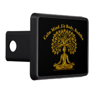 Intricate Gold Buddha Sculpture Trailer Hitch Cover