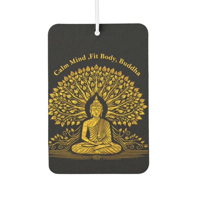 Intricate Gold Buddha Surrounded by Lush Foliage Air Freshener (Front)