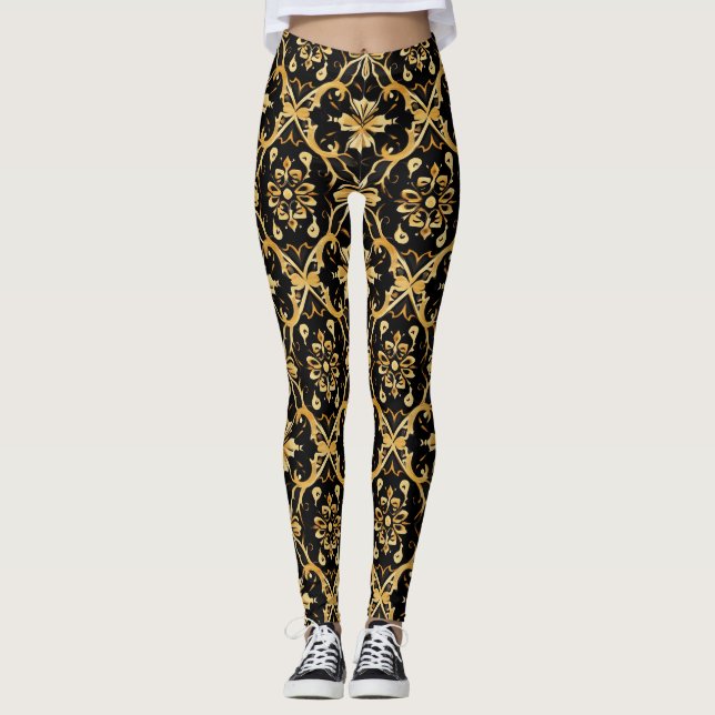 Intricate Gold Pattern Leggings (Front)