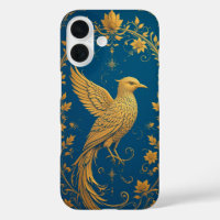 Intricate Golden Bird Motif With Floral Patterns