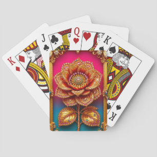 Intricate Golden Flower Art Playing Cards