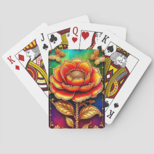 Intricate Golden Flower Art Playing Cards