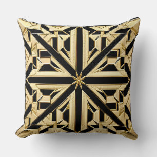 Intricate Golden Geometric Pattern Throw Pillow