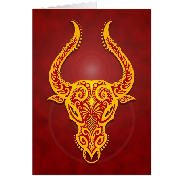 Intricate Golden Red Tribal Taurus (Front)