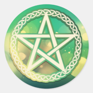 Intricate green pentacle classic round sticker