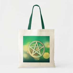 Intricate green pentacle tote bag