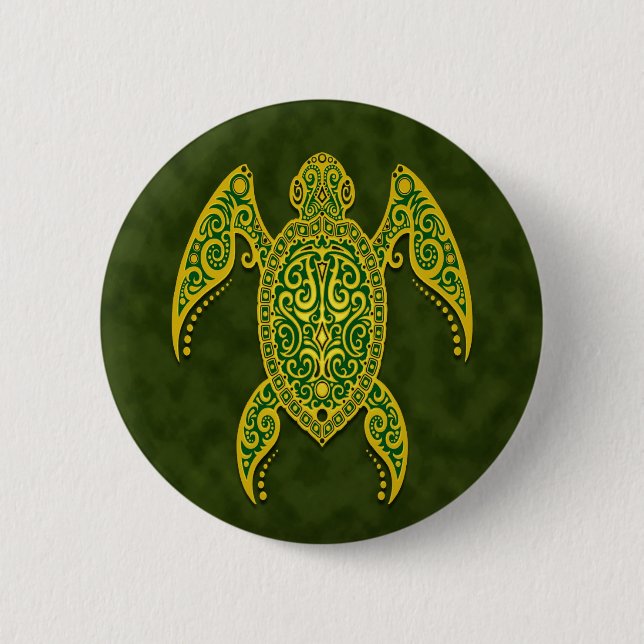 Intricate Green Sea Turtle 2 Inch Round Button (Front)