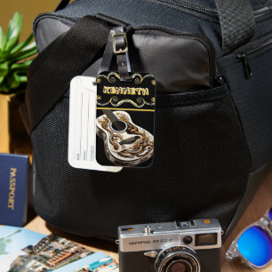 Intricate Guitar Design with Dragon Detail Luggage Tag