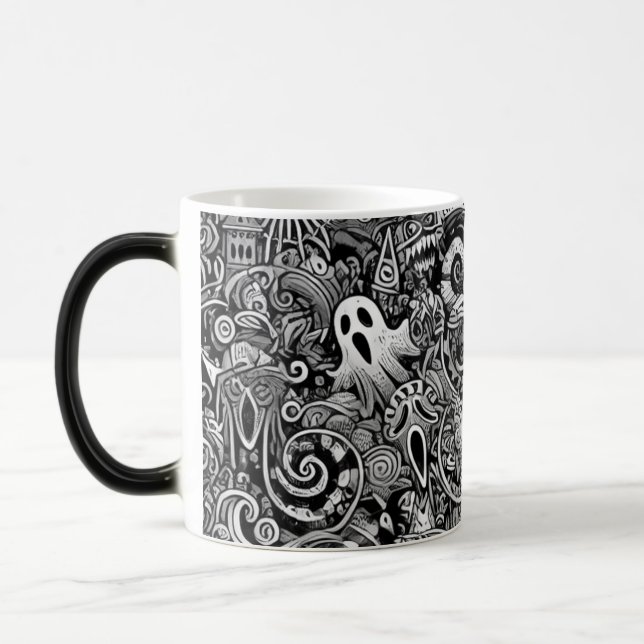 Intricate Halloween Doodle Pattern with Dark Symbo Magic Mug (Left)