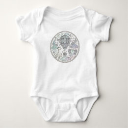 Intricate Hot Air Balloon Mandala Baby Bodysuit