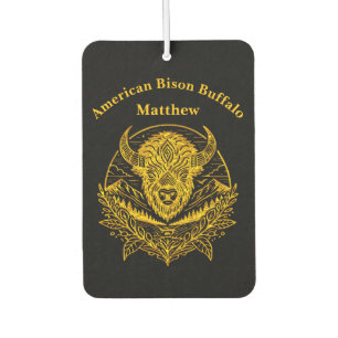 Intricate Illustration of a Gold Bison in Nature Air Freshener