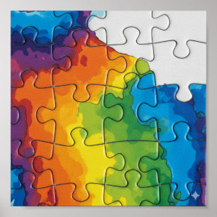 Intricate Macro: Jigsaw Puzzle Interlocking Art Poster