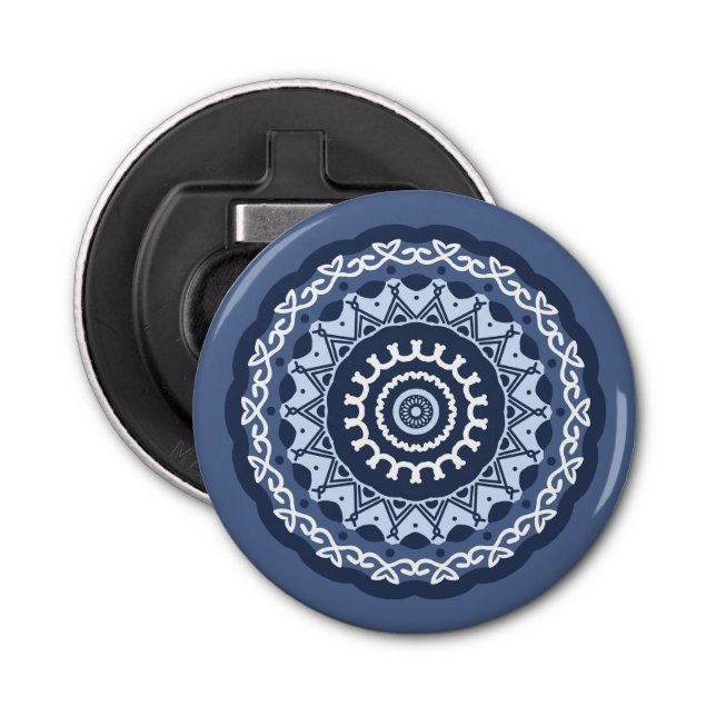 Intricate Mandala Design button bottle opener (Front)
