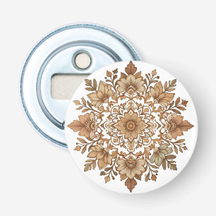 Intricate Mandala Floral Brown Tones Art Bottle Opener