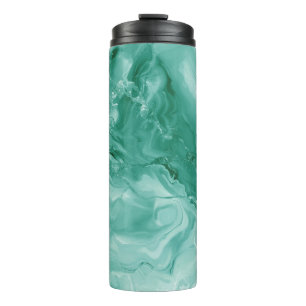 Intricate Marble Pattern in Rich Teal and Green Thermal Tumbler