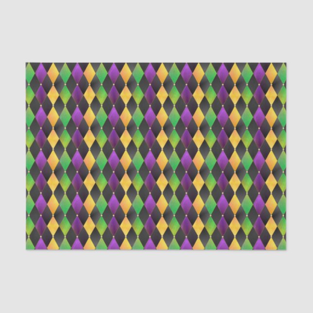 Intricate Mardi Gras Colours Diamond Argyle Tissue Paper (Front)