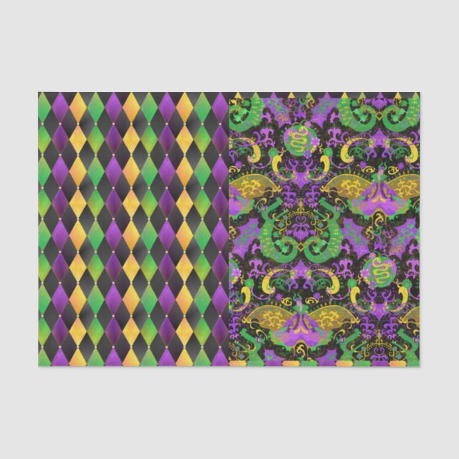 Intricate Mardi Gras Colours Dragon, Diamond Tissue Paper (Front)