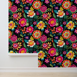 Intricate Mexican folklore blooms Wallpaper