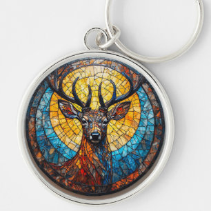 Intricate Mosaic Art of a Deer in Vivid Colours Keychain