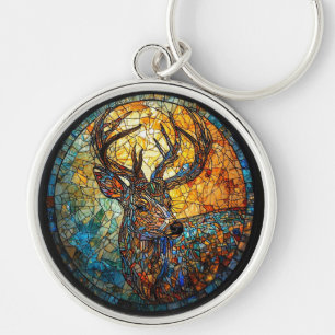 Intricate Mosaic Art of a Deer in Vivid Colours Keychain