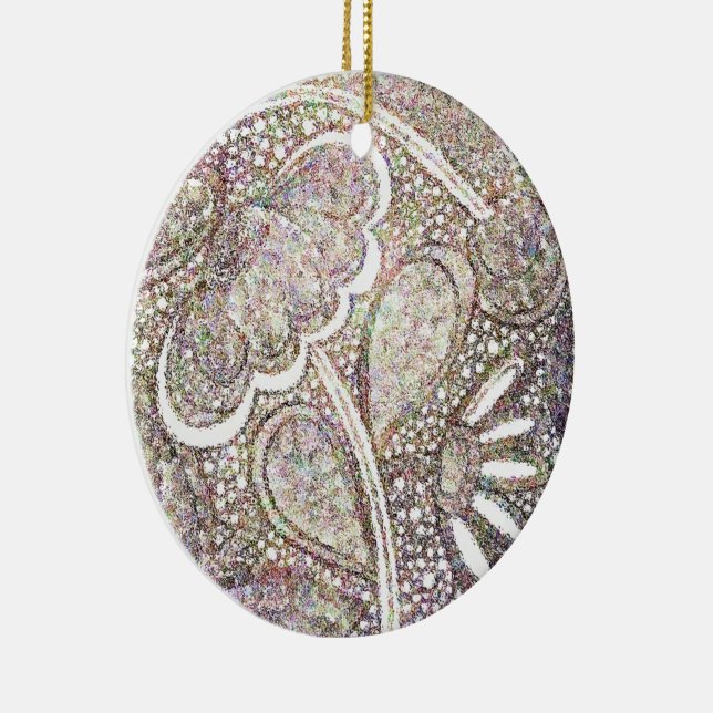 Intricate Mosaic Floral Design Ceramic Ornament (Right)