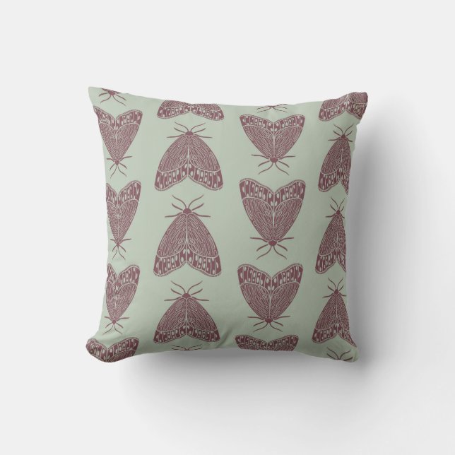  Intricate Moth Pattern Throw Pillow (Front)