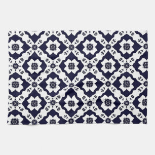 Intricate Motifs in Black and White Contrast Kitchen Towel