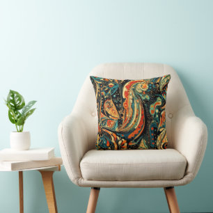 Intricate Ornamental Floral Pattern Throw Pillow