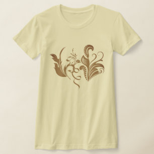 Intricate Ornate Botanical Swirl and Leaves Design T-Shirt