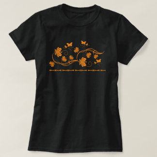 Intricate Ornate Floral Swirl and Butterflies T-Shirt