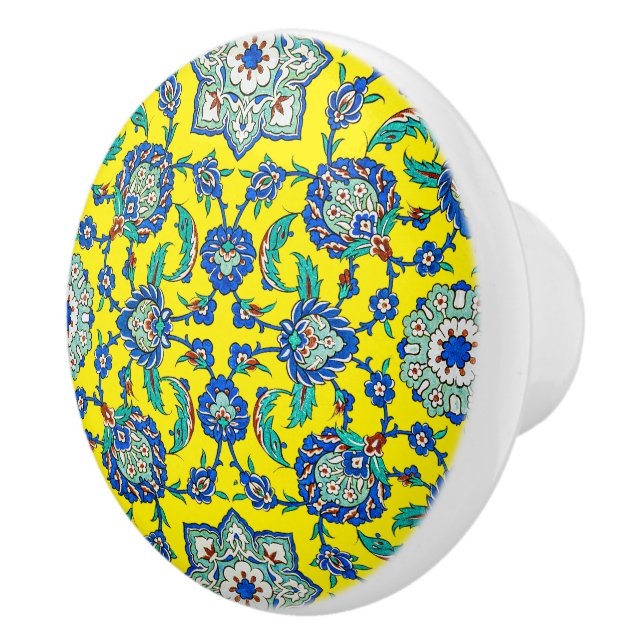 Intricate Ottoman Turkiye Iznik Floral Pattern  Ceramic Knob (Right)