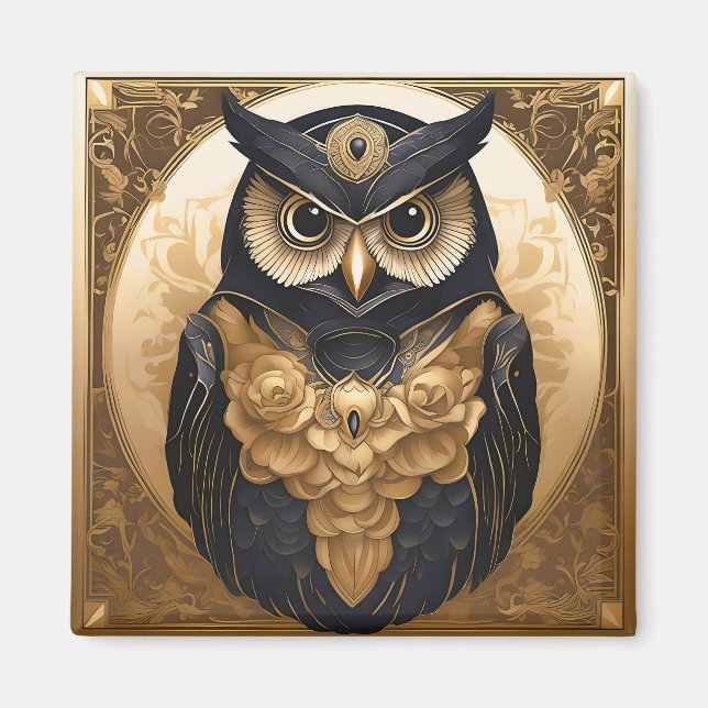 Intricate Owl Vintage Magnet (Front)