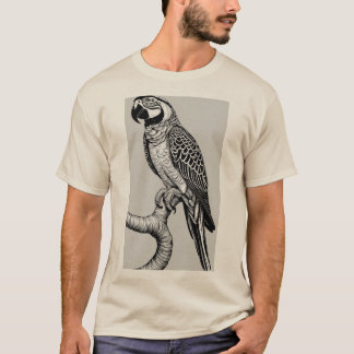 Intricate Parrot Colouring T-Shirt - Monochrome De