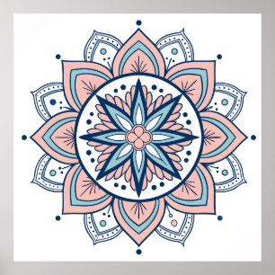 Intricate Pastel Floral Mandala  Poster
