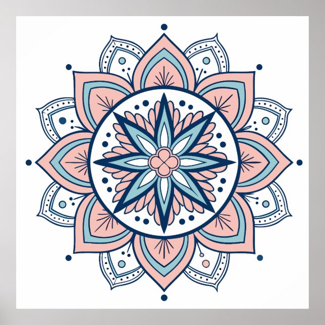 Intricate Pastel Floral Mandala  Poster (Front)