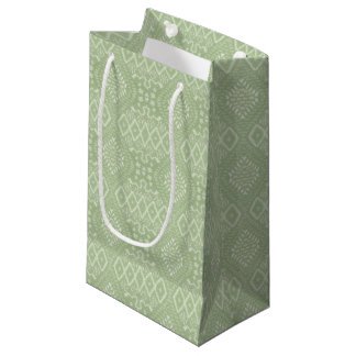 INTRICATE PASTEL GREEN PATTERNS SMALL GIFT BAG