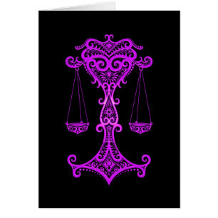 Intricate Purple Libra Zodiac on Black