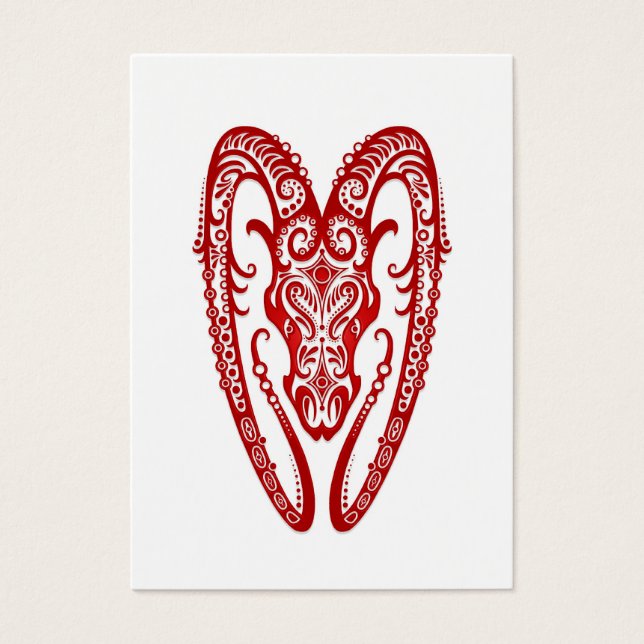 Intricate Red Aries Zodiac on White (Front)
