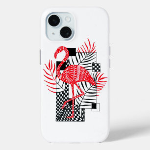 Intricate Red Flamingo Pattern - Exotic Tropical L iPhone 15 Case