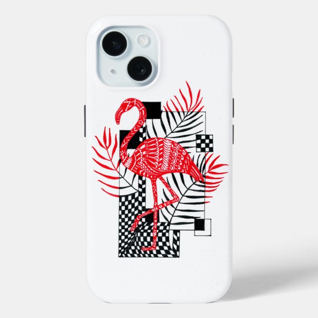 Intricate Red Flamingo Pattern - Exotic Tropical L Case-Mate iPhone Case (Back)