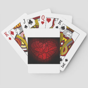 Intricate Red Mandala Heart Romantic Boho Pattern  Playing Cards