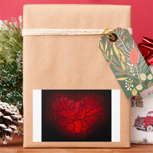 Intricate Red Mandala Heart Romantic Boho Pattern  Sticker