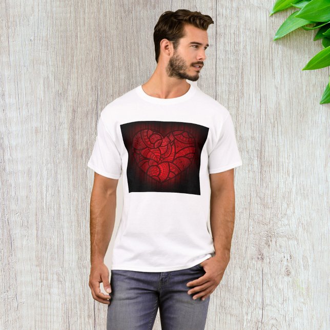 Intricate Red Mandala Heart Romantic Boho Pattern  T-Shirt (Creator Uploaded)