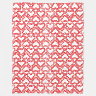 Intricate Red Ornamental Heart Tile Fleece Blanket