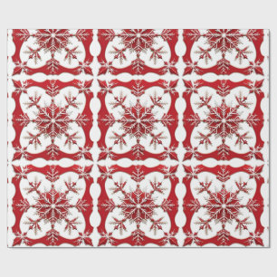 Intricate Red Snowflake Design  Wrapping Paper