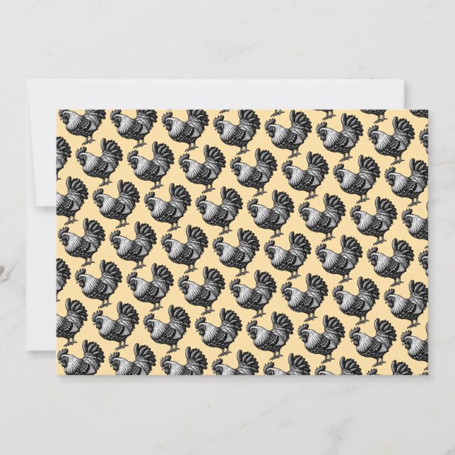 Intricate Rooster Illustration Invitation (Front)
